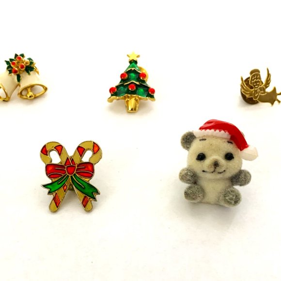 Lot of 6 Vintage Small Christmas/Holiday Lapel Pins - Picture 4 of 4